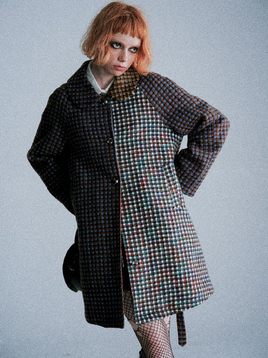 Medium long doll collar folder cotton tweed jacket【s0000005410】