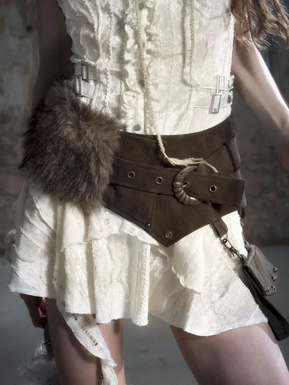 Patchwork Fringe Pocket Waist Belt【s0000013964】