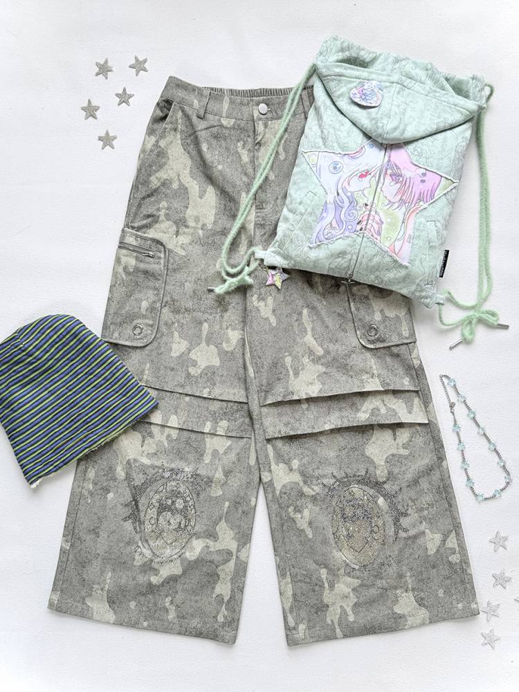 Rhinestone Paratrooper Camo Pants【s0000014449】
