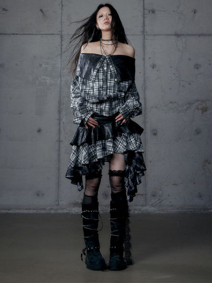 Back leather long sleeve sweater jacket【s0000013477】