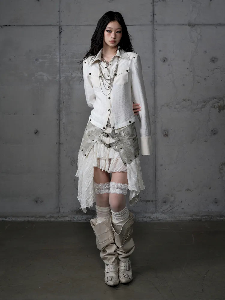 Asymmetrical multi-layer lace skirt【s0000013955】