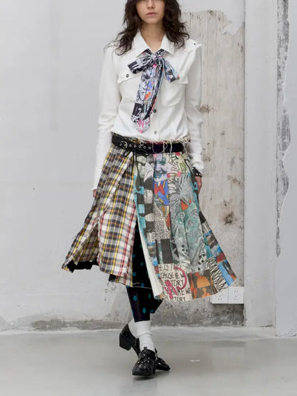 Frayed Waist Belt One-Piece Plaid Skirt【s0000014201】