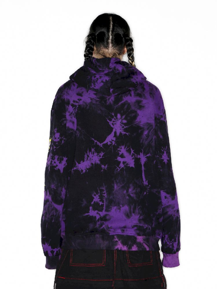 DARK PUNK MIDDLE FINGER TIE-DYE HOODED SWEATSHIRT [S0000010267]