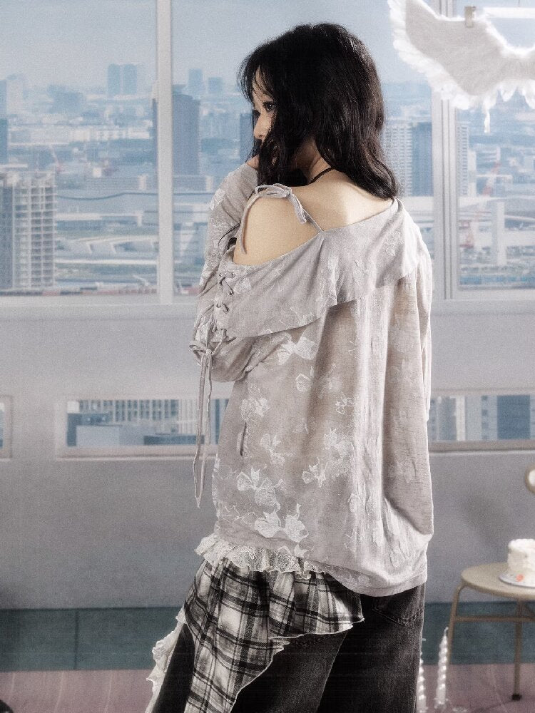 Slanted Collar Bow Sunscreen Top【s0000016526】
