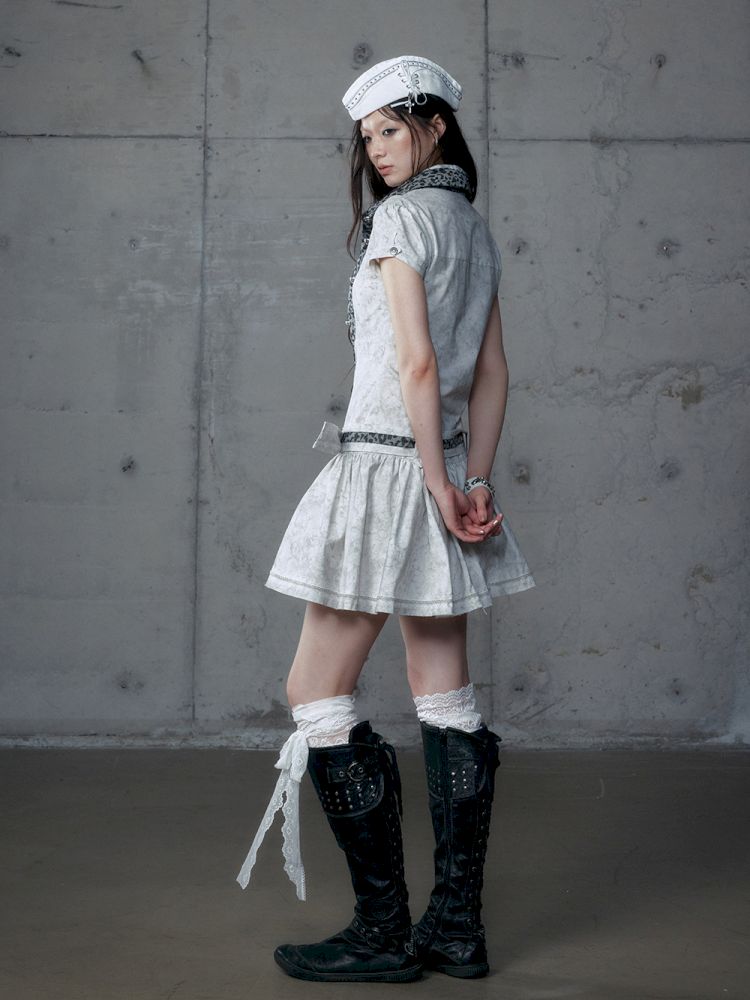 Short Sleeve Fake Two Piece Spliced Shirt Dress【s0000013466】