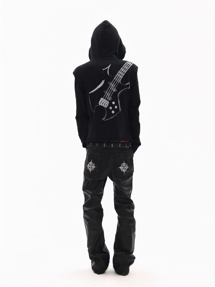 Silver Foil Dark Metallic Zip Hoodie【s0000018363】
