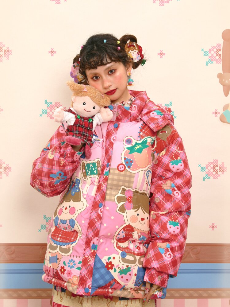 Red Pink White Duck Down Jacket【s0000015567】