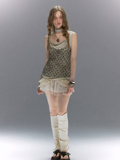 Vintage Flocked Mesh Tank Top【s0000017493】