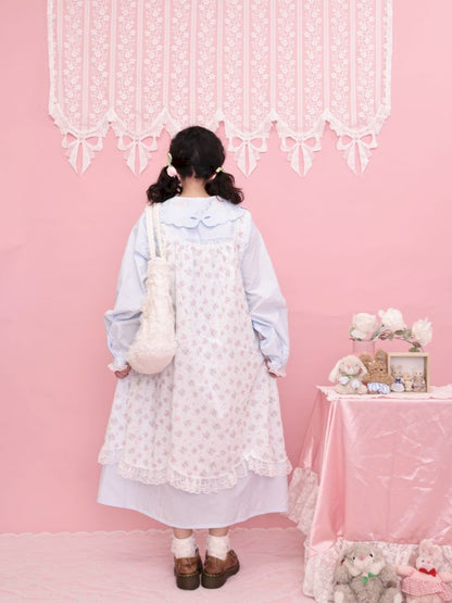 Round Neck Embroidered Blue Lace Dress【s0000013493】