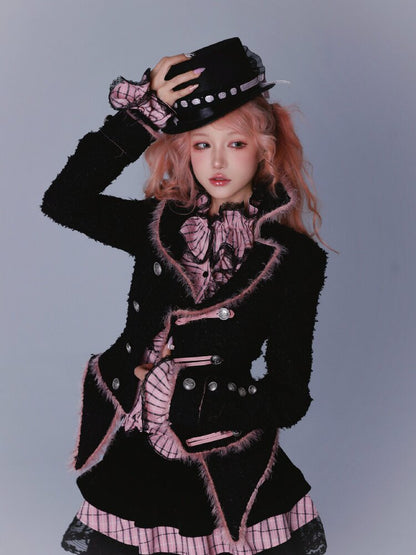 Black Sweet Woolen Tunic Jacket【s0000016224】