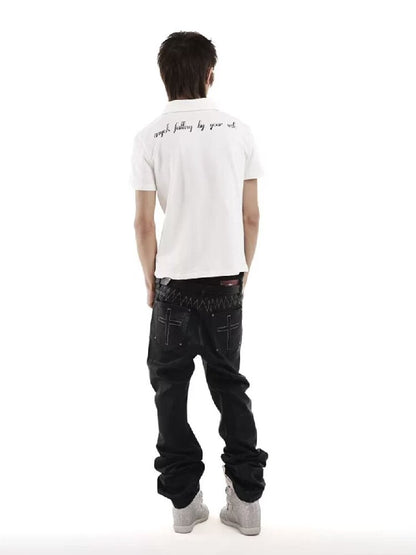 Cat Graphic Printed Street Polo Shirt【s0000018253】