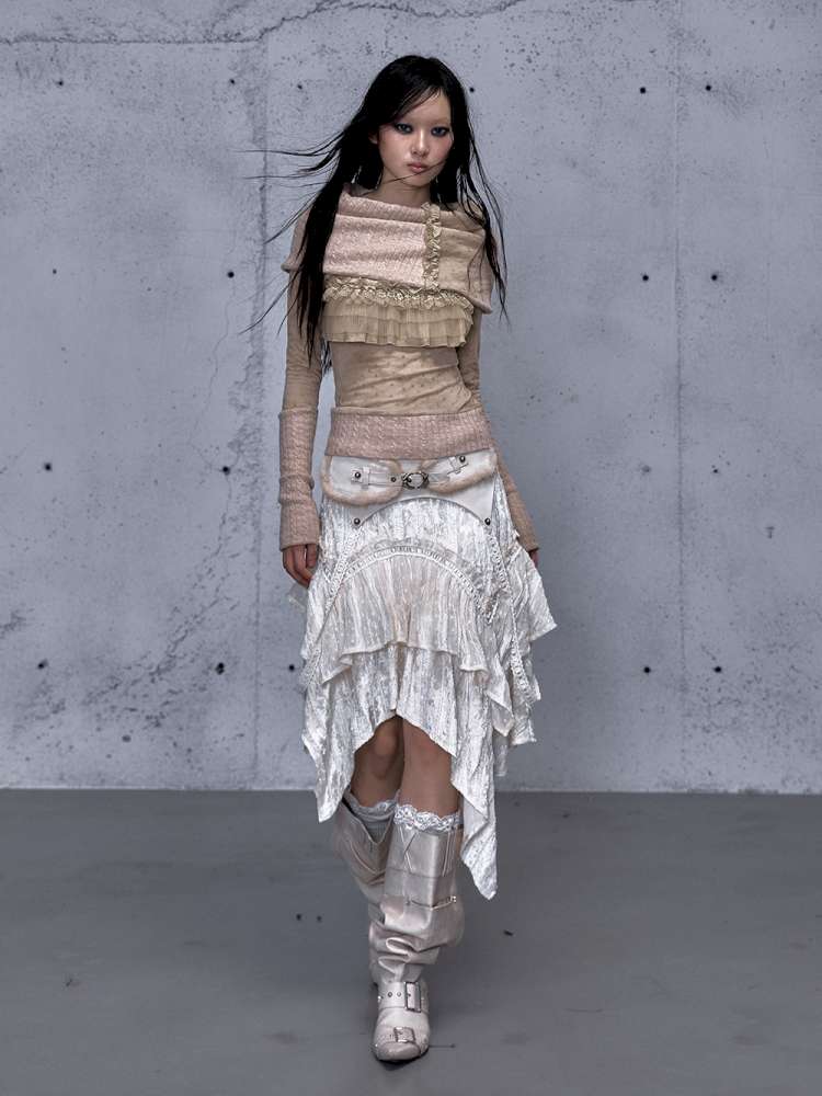 Vintage Lace Irregular Velvet Skirt【s0000014930】