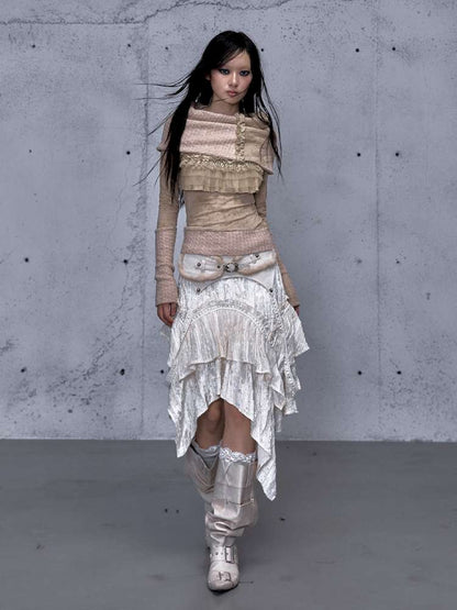 Vintage Lace Irregular Velvet Skirt【s0000014930】