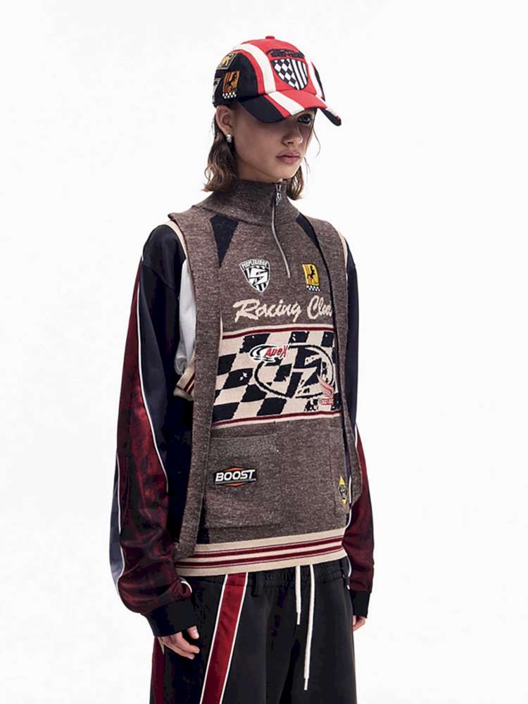 Vintage Racing Knitted Vest【s0000015177】