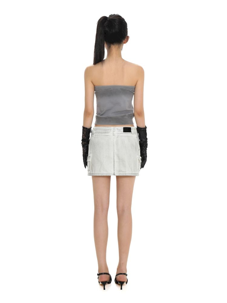 Dirty Hardware Tab Belt Denim Short Skirt【s0000008681】