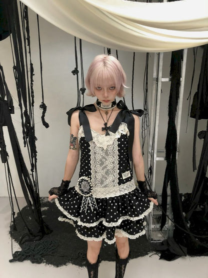 Lace Low Waist Halter Doll Dress【s0000013524】