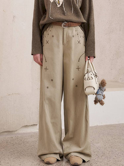 Imitation hot diamond straight loose trousers【s0000014385】