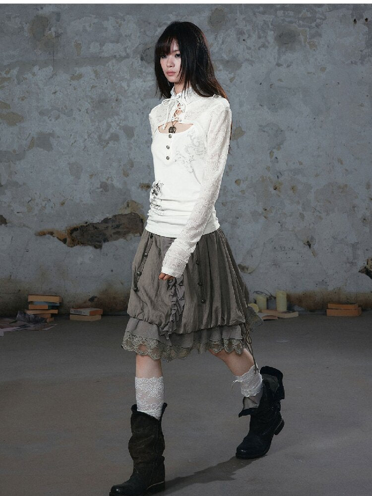 Chiffon Lace Patchwork Dress【s0000018106】