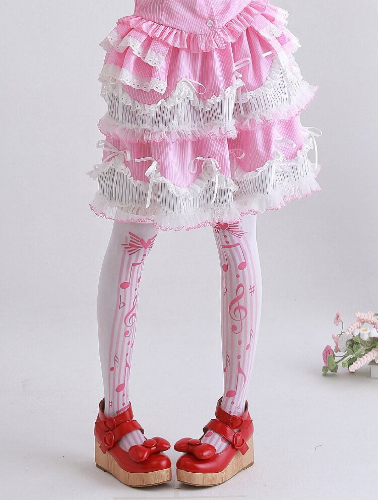 Pink Striped Lolita Puffy Skirt【s0000016560】