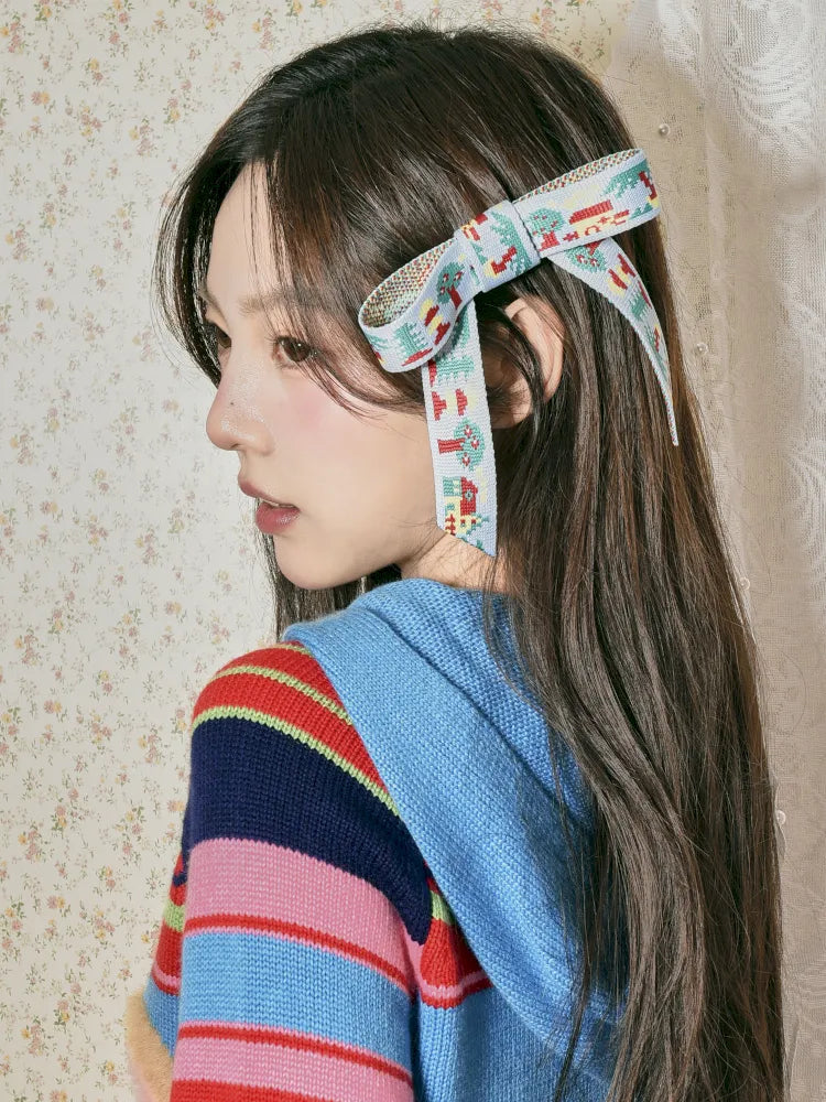 Jacquard Ribbon Hair Clip【s0000014153】
