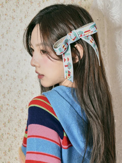 Jacquard Ribbon Hair Clip【s0000014153】