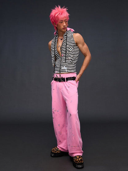 Hardware Decoration Bow Striped Vest【s0000017026】