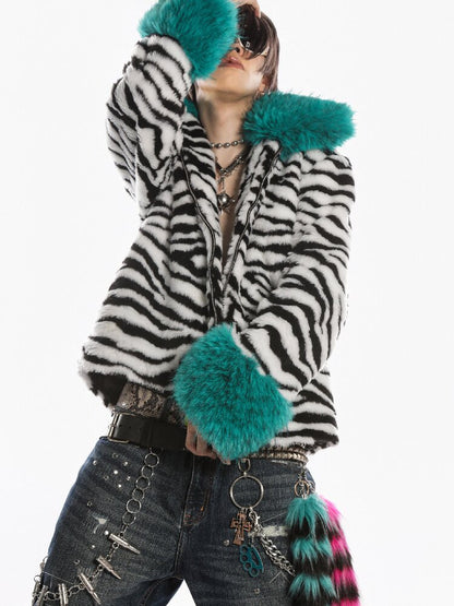 Zebra Print Furtive Faux Coat【s0000019277】