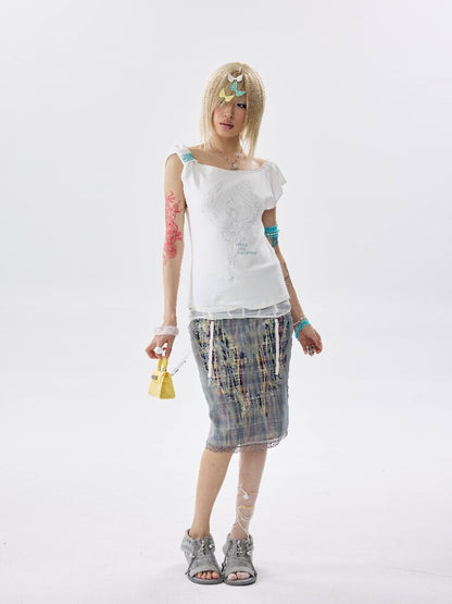 Single Shoulder Wrinkled T Shirt【s0000017639】