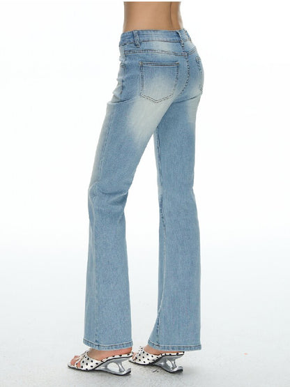Light Washed Slim Bootcut Jeans【s0000015876】