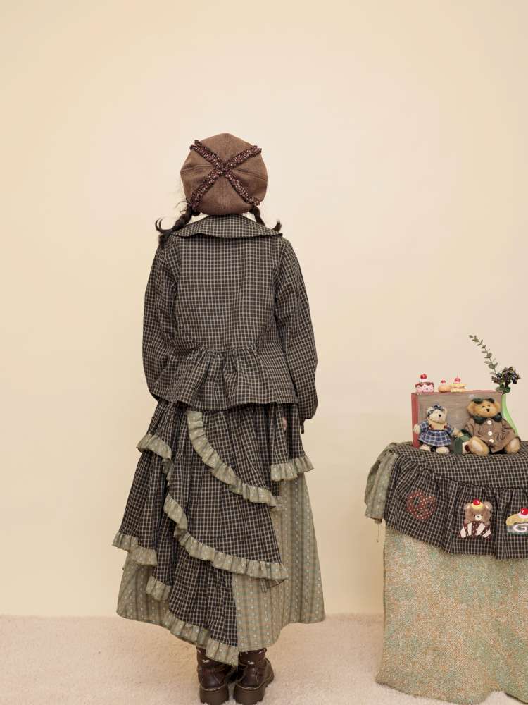 Vintage Girl Dark Green Plaid Cake Skirt【s0000014844】