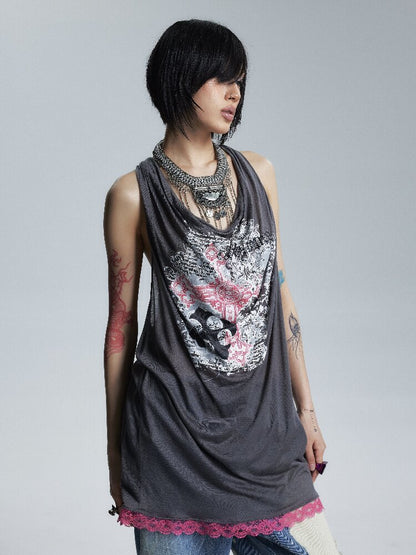 Loose Collar Printed Camisole Top【s0000017005】