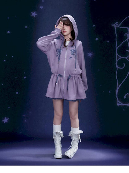Purple Comic Eye Sweatshirt Dress【s0000015439】