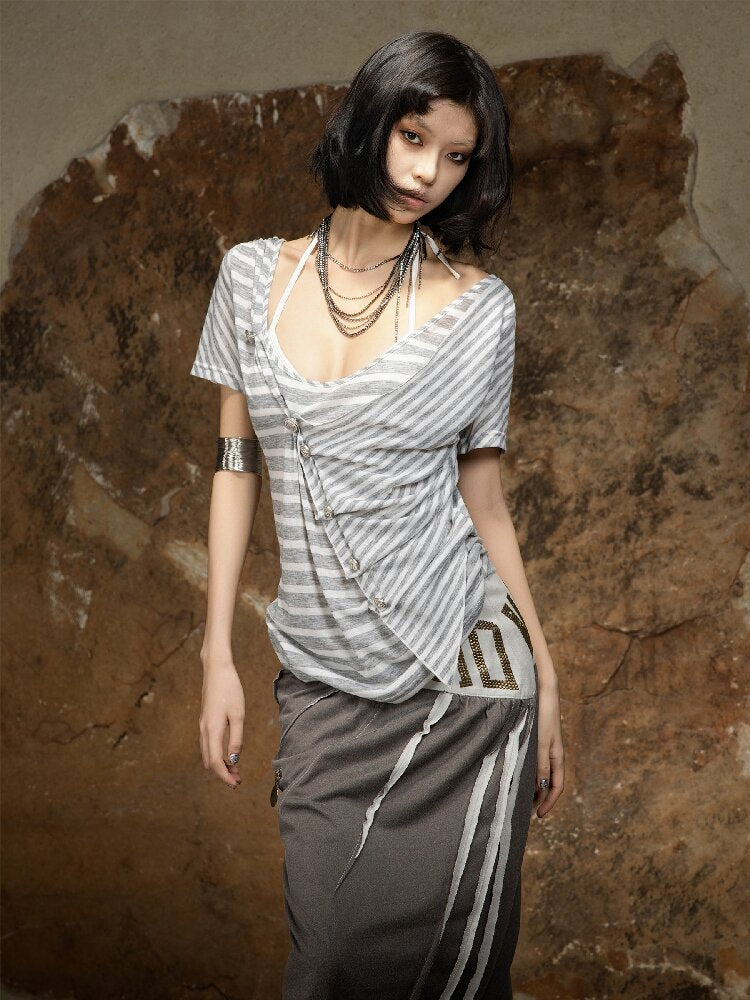 Vintage Punk Irregular Knit T-shirt【s0000016880】