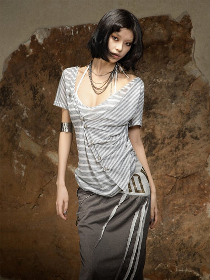 Vintage Punk Irregular Knit T-shirt【s0000016880】
