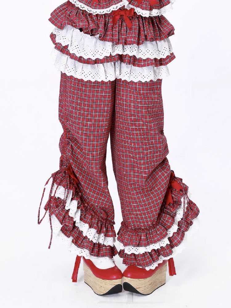 Retro Red Plaid Trousers【s0000012192】