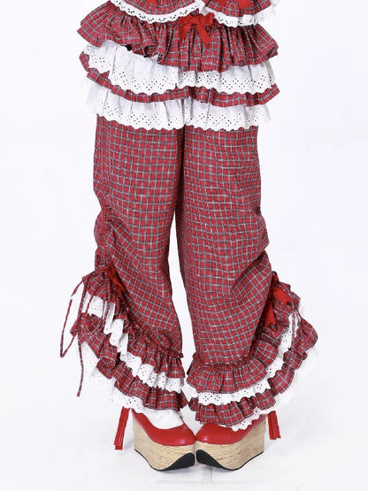 Retro Red Plaid Trousers【s0000012192】