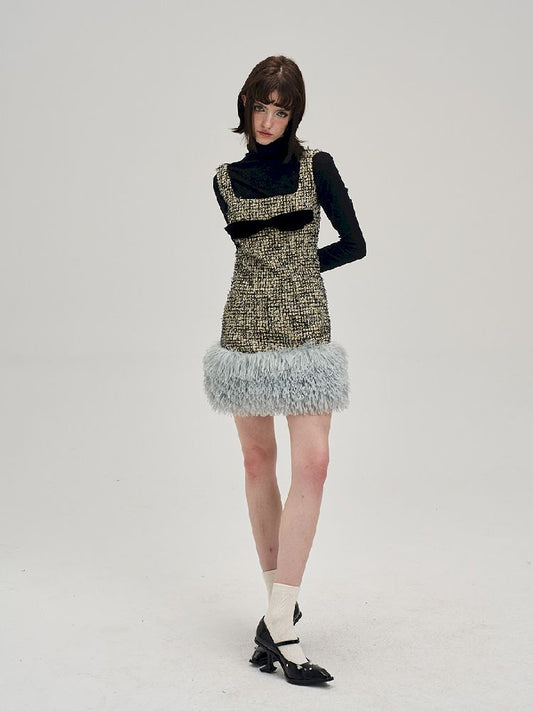 Bow Removable Raw Edge Slimming Dress【s0000005295】