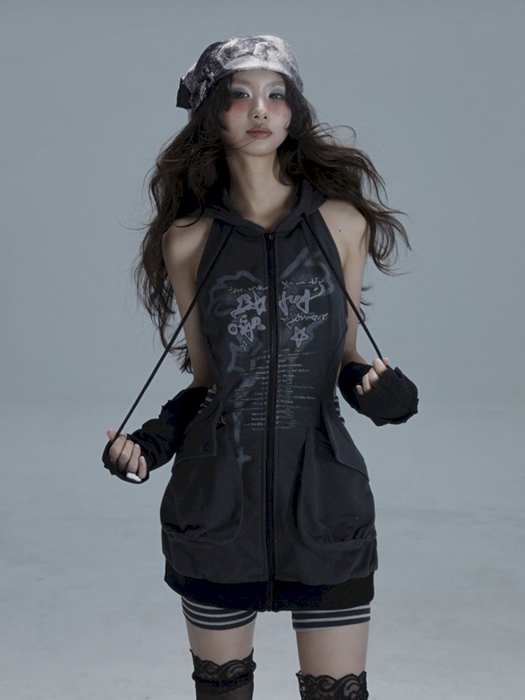 Long hoodie skeleton sweater dress【s0000013482】