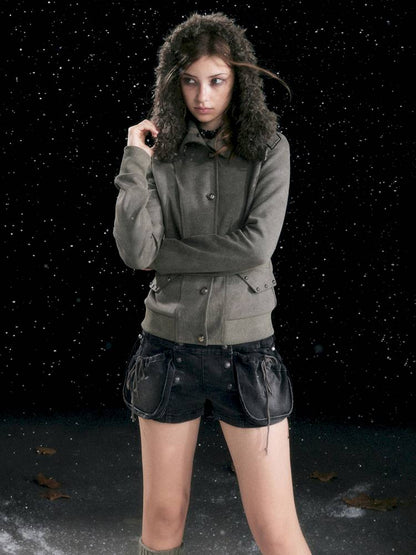 Vintage-Washed Slightly Stretch Denim Shorts【s0000014427】