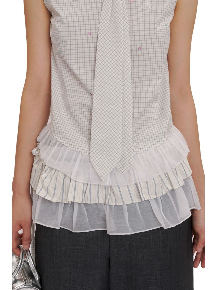 Removable tie sleeveless shirt【s0000012506】