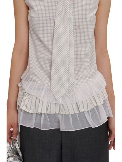 Removable tie sleeveless shirt【s0000012506】