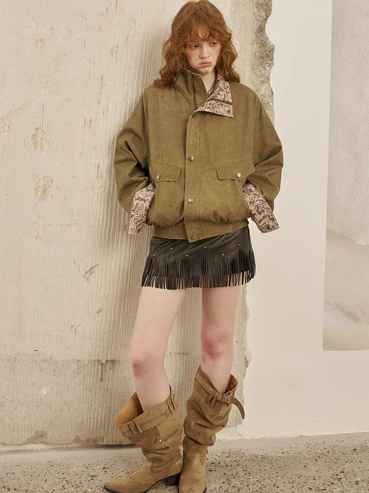 Fringe-Trimmed Mini Skirt【s0000014048】