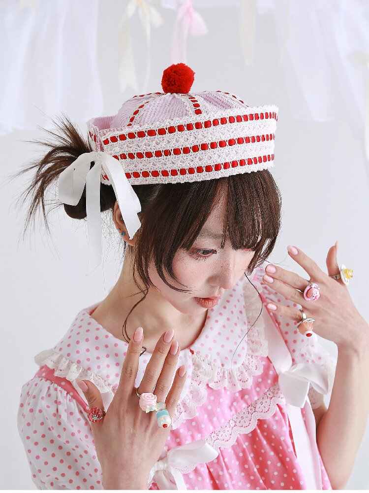 Pink Striped Navy Lolita Hat【s0000016557】