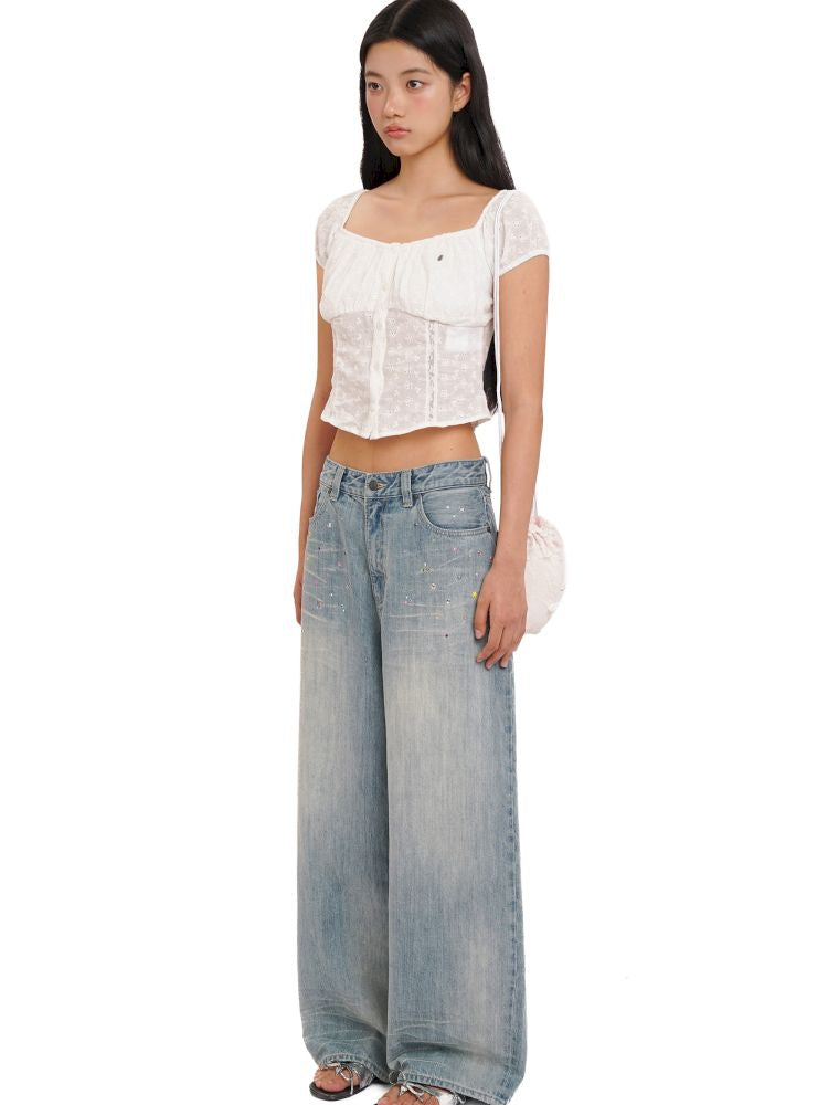 Stretch large neckline short-sleeved cardigan top【s0000013448】