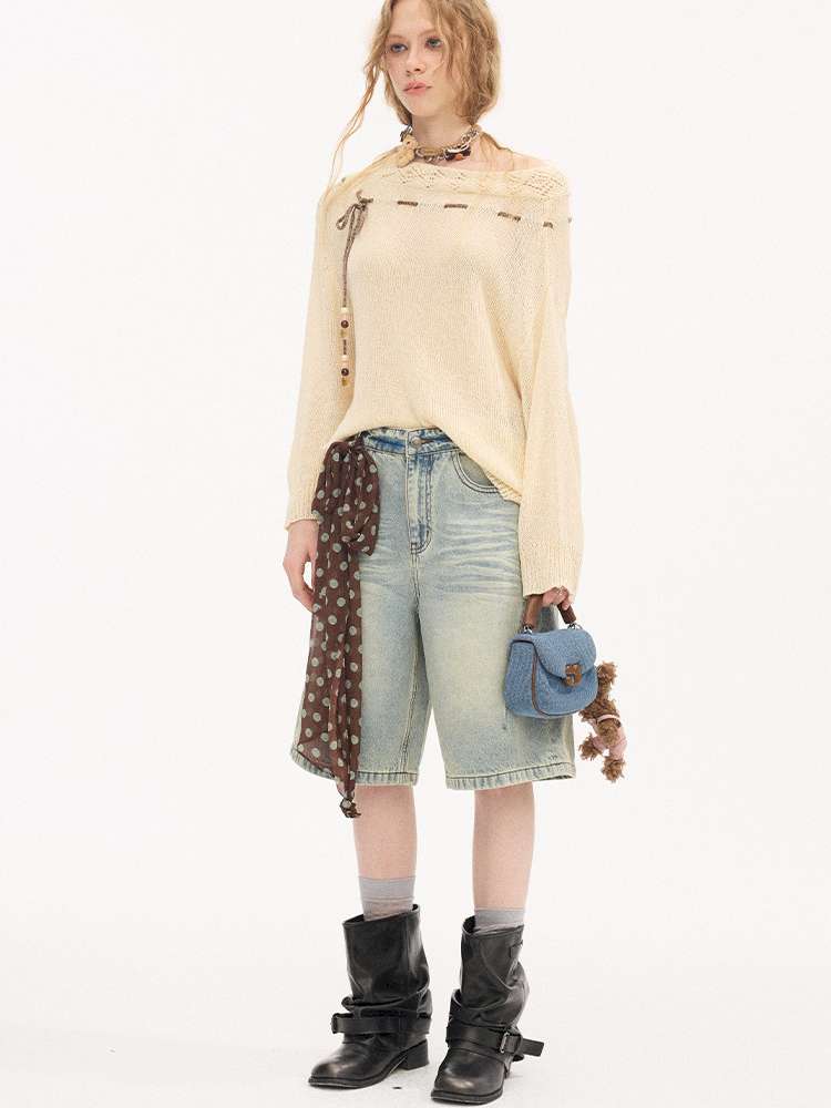 Cat Beard Denim Split Pants【s0000015419】