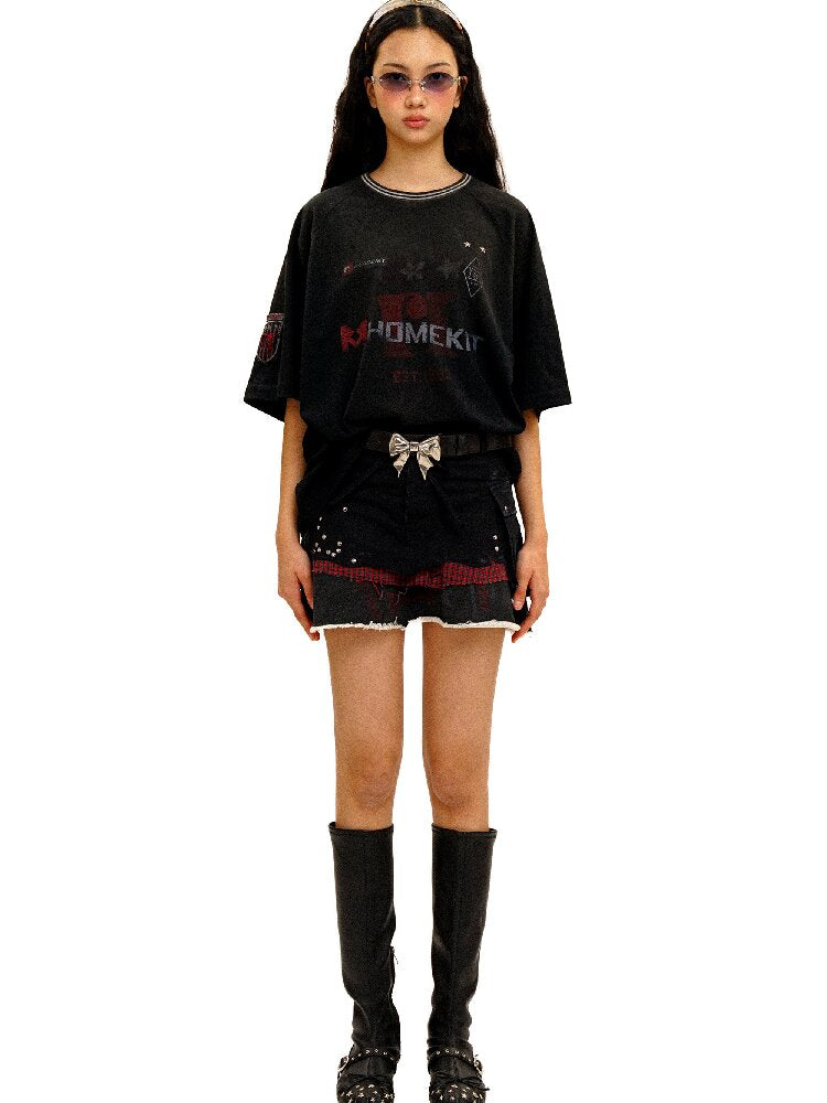 College Distressed T-Shirt Top【s0000016435】