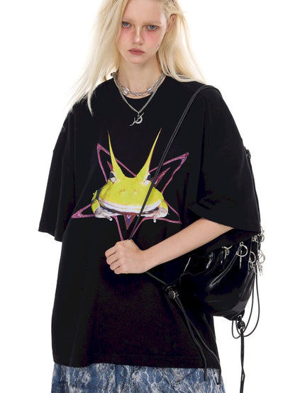 Rock Frog Print Loose Fit T-Shirt【s0000012978】