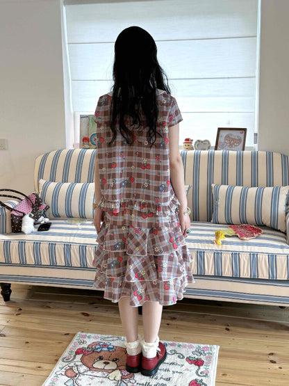 Strawberry Plaid Print Loose Shirt【s0000017511】