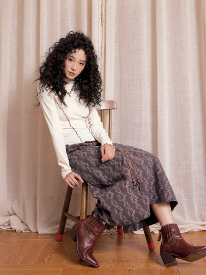 Retro-inspired versatile print maxi skirt【s0000013992】