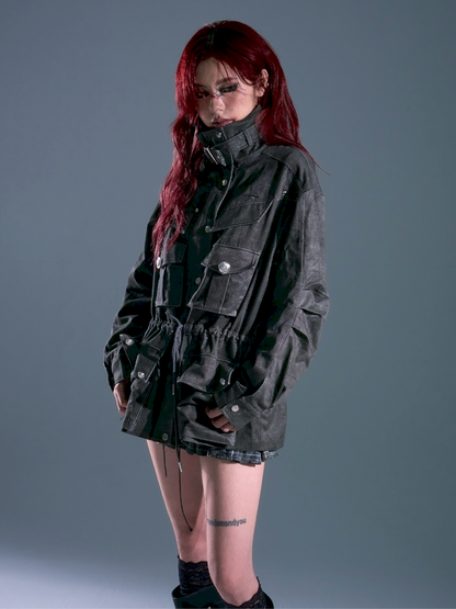 Casual Pocket Drawstring Loose Jacket【s0000013688